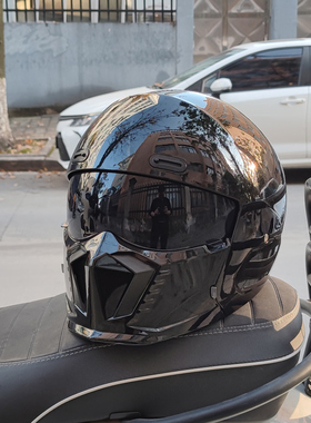 3C认证摩托车复古头盔男女蝎子盔组合盔机车多功能半盔蓝牙四季
