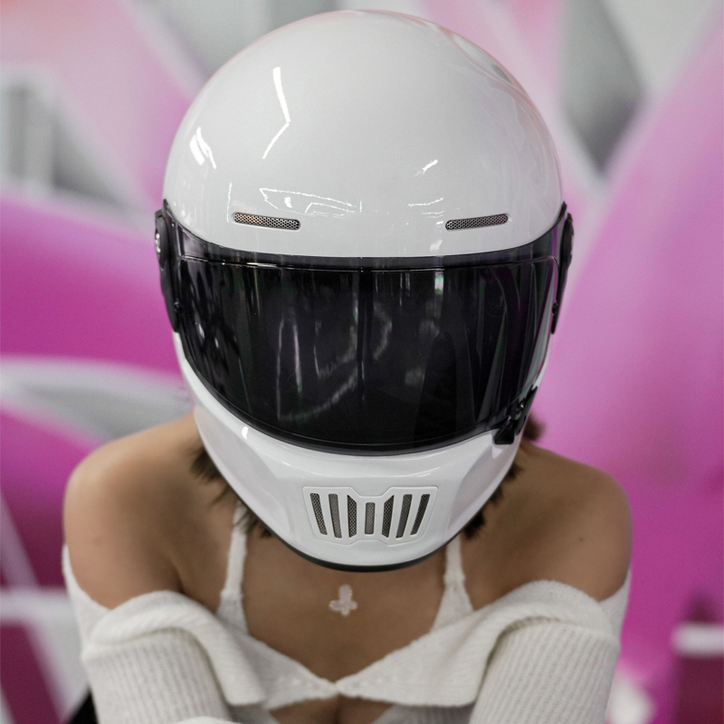 DOT复古全盔摩托车头盔机车男女通用全覆式个性夏季3C认证巡航灰