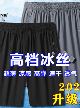 啄木鸟冰丝短裤男士2024新薄款夏季健身跑步速干运动休闲五分裤子