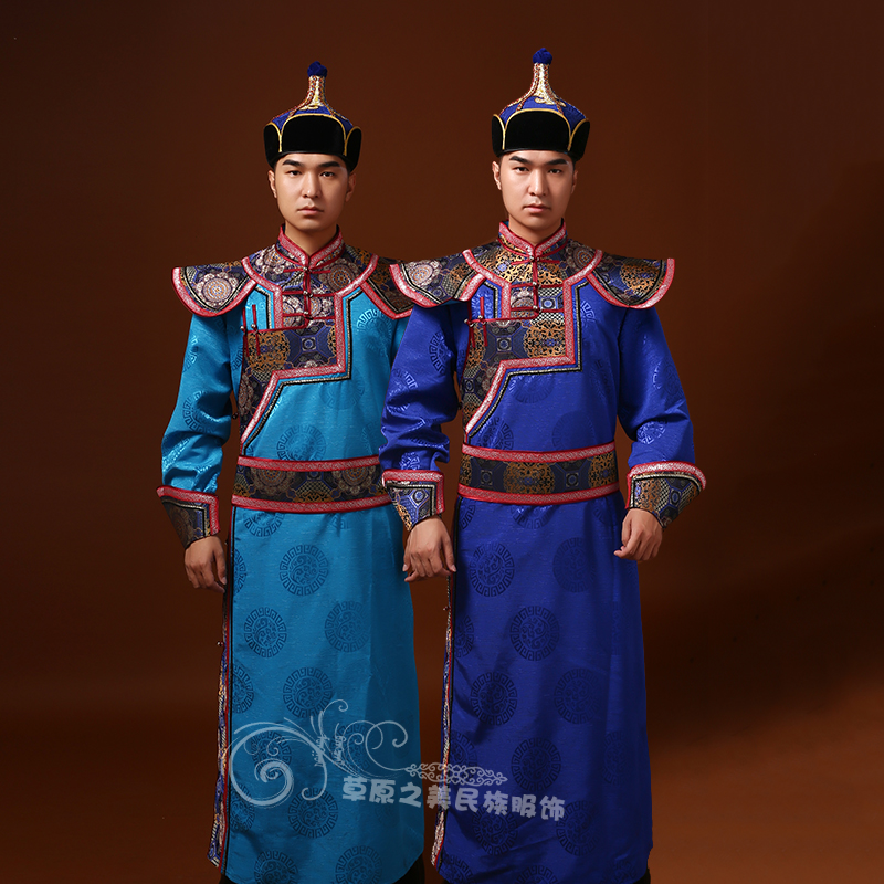 男士蒙古袍日常装生活春秋季长款蒙古舞蹈演出服蒙古族日常服新品