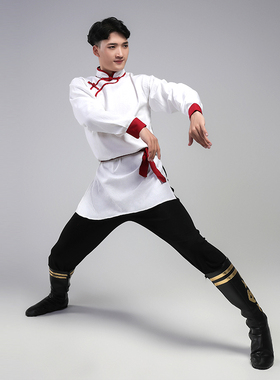 定制蒙古舞蹈服装练习练功服饰男款舞台表演服装定做演出服装上衣