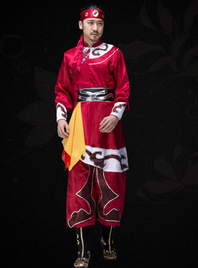 蒙古服装男蒙族少数民族舞蹈筷子舞表演服饰大气蒙古族舞蹈演出服