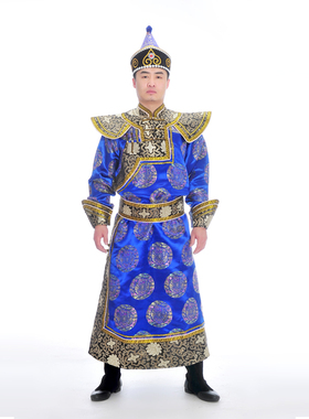 蒙古族服装男士生活装 少数民族服装男蒙古袍 舞蹈演出服装日常装