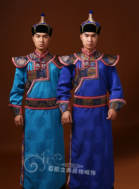 男士蒙古袍日常装生活春秋季长款蒙古舞蹈演出服蒙古族日常服新品
