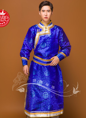 蒙古族服装男士演出蒙古袍男新郎礼服少数民族舞台演出服装生活装