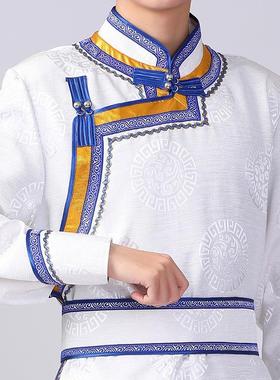蒙古服装男士成人长款蒙古袍日常舞台装民族服饰新款蒙古演出服男
