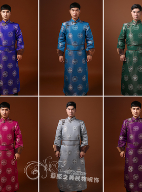 男士蒙古袍日常生活装新款秋季长款蒙古舞蹈演出服蒙古族常服新品