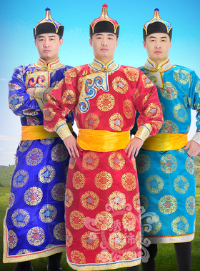蒙古族民族服装男士蒙古袍日常生活装特价男成人蒙古舞舞台演出服