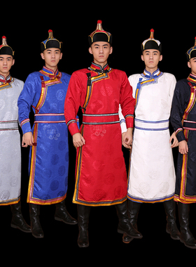 男士蒙古袍日常装生活装新款秋季长款蒙古舞蹈演出服蒙古族日常服