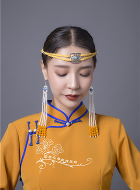少数民族风男女士蒙古发带头饰手工皮绳头带舞蹈演出蒙古绑带新品