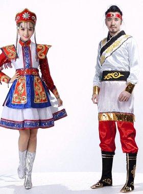 出租2023新款男女蒙古族演出服装内蒙古舞蹈服饰少数民族蒙古袍服