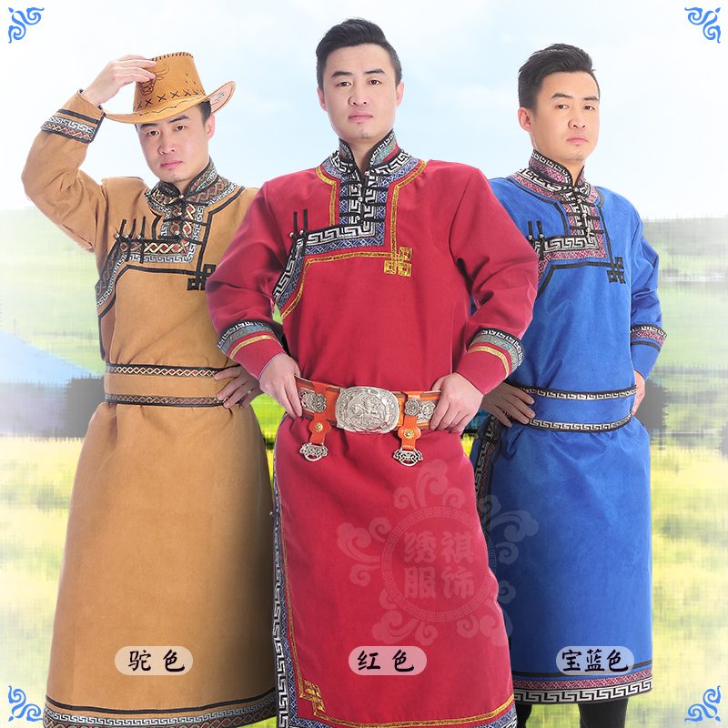新款蒙古族舞蹈袍 少数民族舞台服装 蒙古族生活装 男士蒙古袍