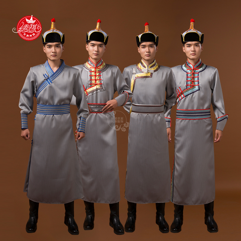蒙古袍男传统长款日常生活装蒙古族舞蹈演出少数民族舞台表演服装
