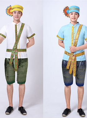 傣族成人男装套装 泰式风格主题摄傣族泼水节服装民族节日盛装