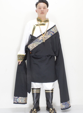 藏族服装男新款藏袍锅庄舞藏装外套康巴藏式日常民族风演出服上衣