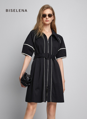 贝茜妮法式黑白撞色高级感连衣裙女2023秋季新款气质显瘦宽松裙子