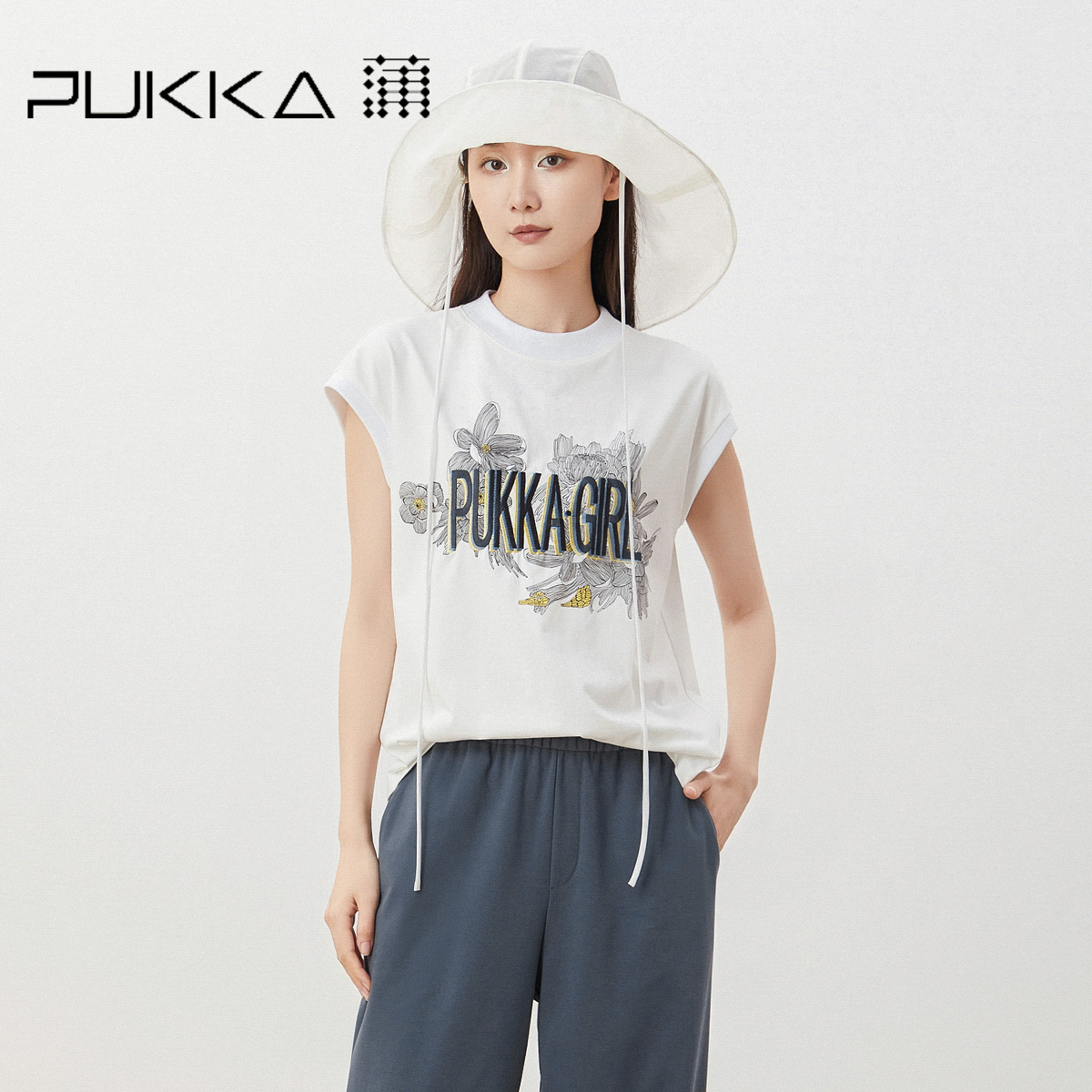 蒲PUKKA原创设计女装夏季新品秀场同款印花刺绣重工小盖袖T恤