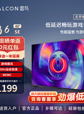 雷鸟 鹏6SE 43英寸4K高清智能网络语音AI全面屏液晶云游戏电视机