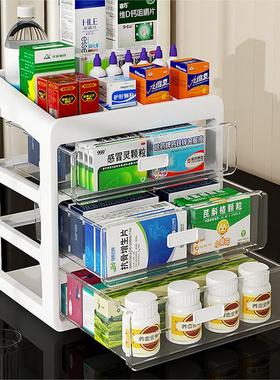 药品收纳盒抽屉式家用大容量家庭药箱医药分层药物分类整理柜大号