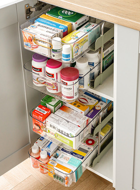 抽屉式大号药物收纳盒多层药品置物架公司家用医药箱家庭装桌面柜