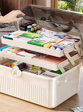 药箱家庭装医药箱多层大容量家用药品收纳盒常用药分类多层手提柜