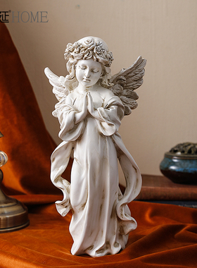 欧式艺术复古少女天使女孩摆件美式树脂石膏雕像桌面软装饰品摆设