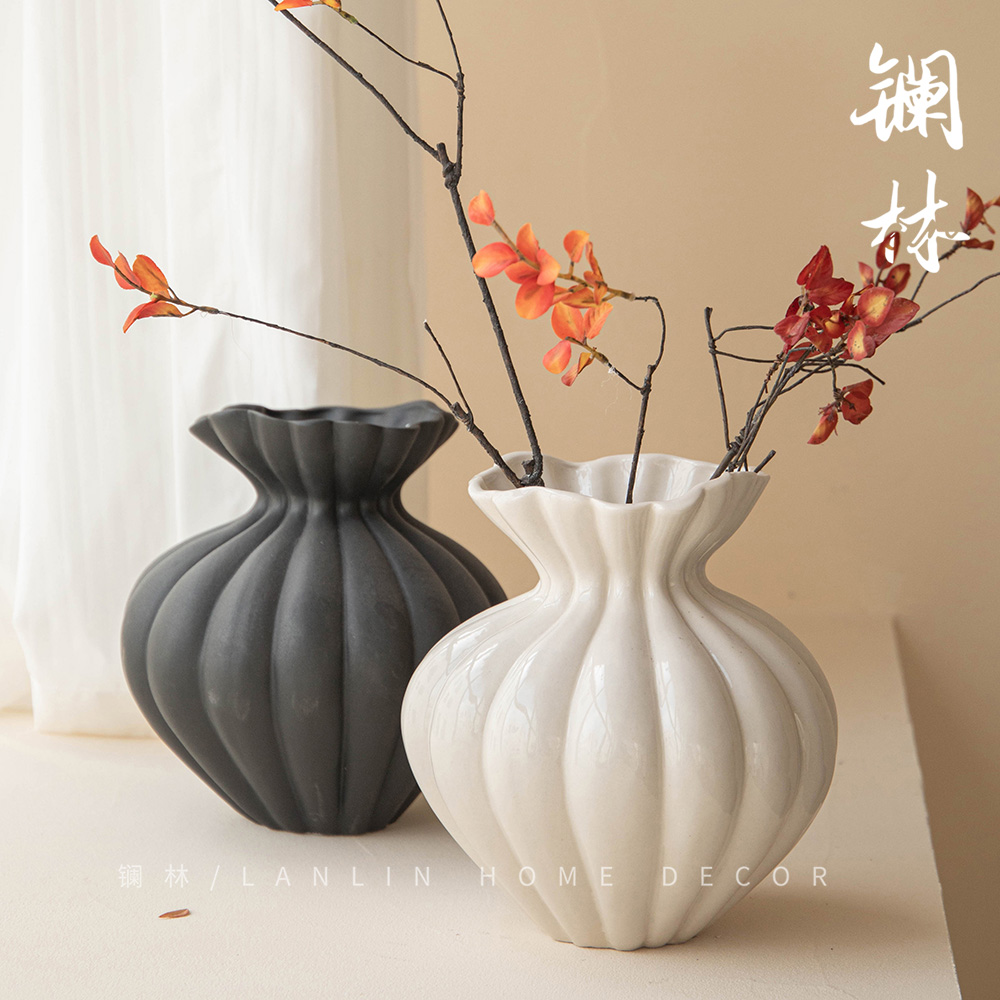 新中式几何扭转花器花瓶现代简约餐客厅样板房售楼处软装饰品摆设