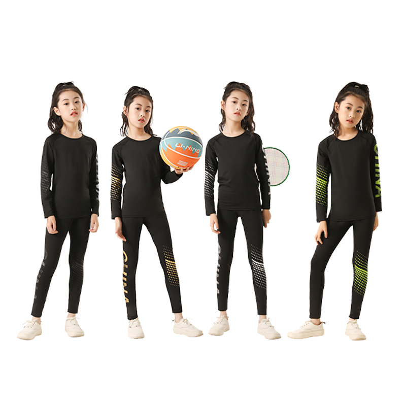 女童儿童运动紧身衣弹力服篮球打底衣健身服跑步训练服瑜伽服夏季