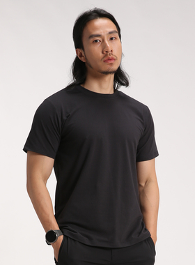 店长推荐coolmax圆领短袖T恤棉男款纯色健身速干夏季户外运动净版