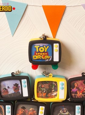 微缩迷你娃娃屋复古发声玩具总动员电视机钥匙扣挂件玩偶场景道具