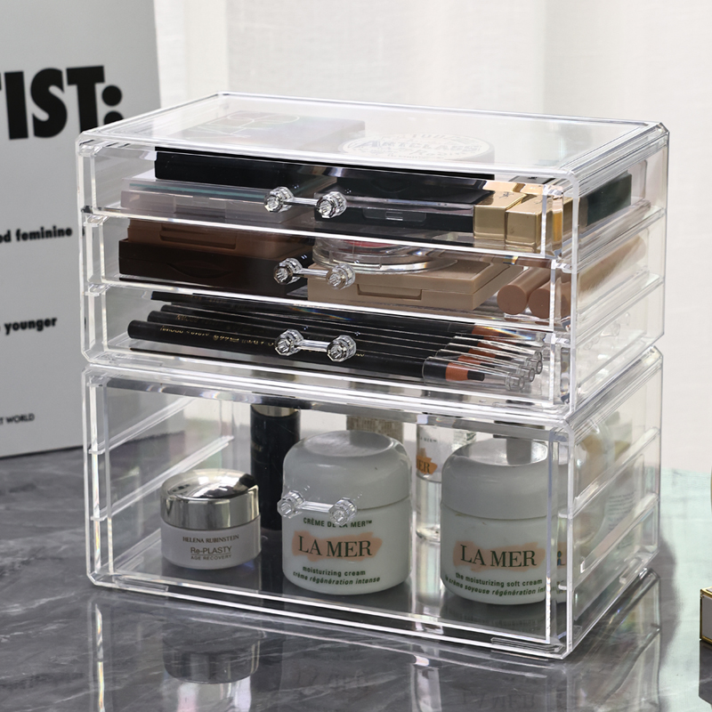 化妆品收纳盒桌面高级感抽屉防尘储物柜梳妆台护肤品亚克力置物架