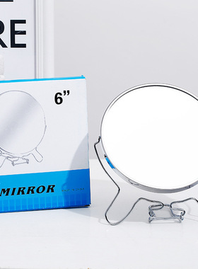 铁边镜复古工艺镀银圆形双面镜子化妆镜梳妆镜美容镜台式镜桌面镜