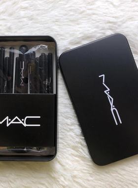 mac铁盒化妆刷12件套黑色时尚动物毛彩妆工具彩妆刷便捷款包邮