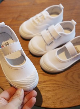 2024春秋季新款幼儿园鞋校园指定小白鞋儿童帆布鞋男女宝宝童鞋子