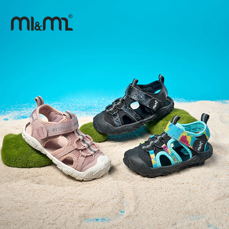 m1m2西班牙童鞋儿童2024夏季新款包头透气凉鞋男女童运动迷彩鞋子
