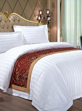 酒店床上用品四件套白色床单被套布草全棉纯棉白宾馆专用床品批发
