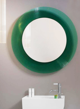 亚克力浴室镜柜镜子挂墙式美容梳化妆镜智能圆形卫生间带led灯镜Z