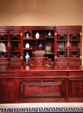 红木书房成套家具老挝红酸枝巴里黄檀办公桌大班台老板桌书柜椅子