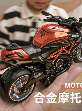 摩托车玩具男孩仿真合金机车模型赛车儿童回力玩具车小汽车礼物