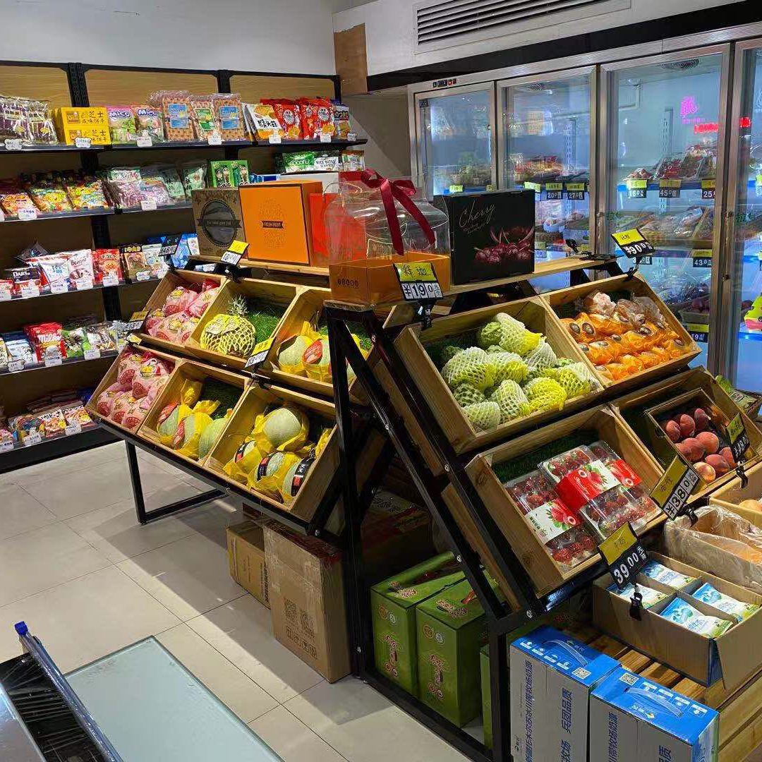钢木果蔬架生鲜超市水果店蔬菜货架 玩具百果园生鲜展示架商用
