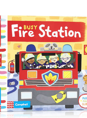 170元8件Busy books系列 英文原版绘本推拉纸板书 Fire Station 繁忙碌系列消防局 儿童早教益智英语图画故事书玩具游戏亲子教育