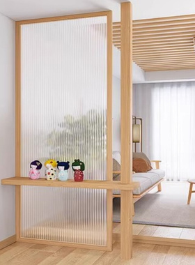 日式实木客厅钢化玻璃隔断北欧创意入户玄关屏风餐厅装饰定制