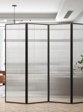北欧长虹玻璃屏风隔断客厅入户折叠可移动落地餐厅办公室遮挡装饰