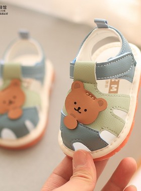 夏季男女宝宝鞋子1-2岁婴儿叫叫鞋男童有声会响软底学步鞋凉鞋半3