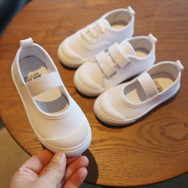 春秋季新款幼儿园室内鞋校园指定小白鞋儿童帆布鞋男女宝宝童鞋子