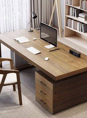简约现代全实木电脑桌组合办公桌双人家用书桌孩子单人卧室学习桌