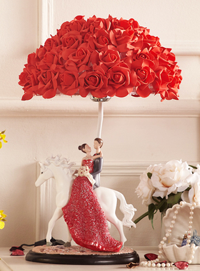 正品结婚礼物台灯婚房床头长明灯欧式创意卧室浪漫温馨玫瑰新婚庆