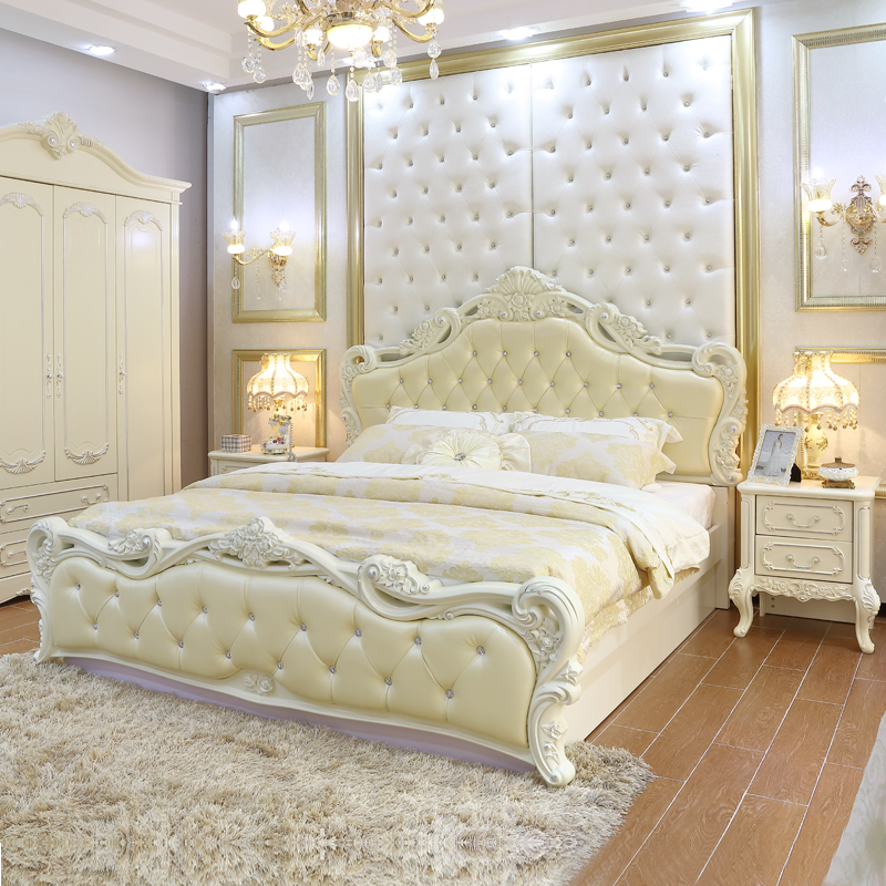 欧式床双人床雕花1.8米实木床田园床公主床储物婚床卧室成套家具