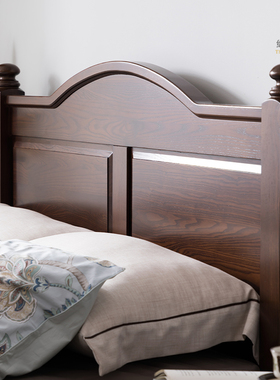 美式实木床家具白蜡木床轻美式次卧纯实木简约全双人床家用小卧室
