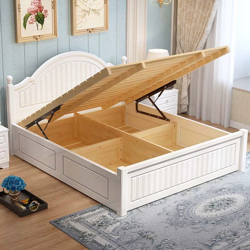 实木床现代简约1.8米家具床架双人床主卧室婚床1.5单人高箱储物床